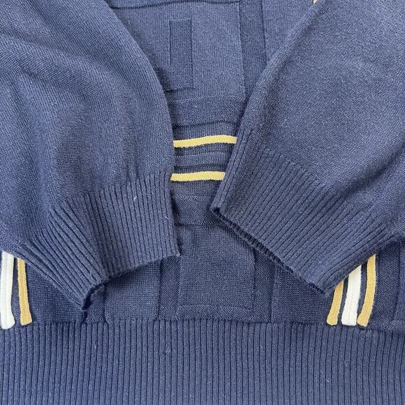 Stacy Adams Men's Vintage 1/4 zip Pullover Sweater Blue With Stripes Warm Sz.5X - Picture 4 of 11